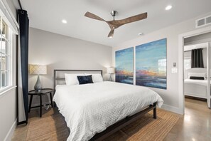 Drift off in spacious comfort in this Cal King bed after a day of exploring Bella Terra just 4 miles away. Blackout curtains, 2-inch louvered blinds and dimmable recessed lights provide privacy and ensure you can sleep in as long as you want.