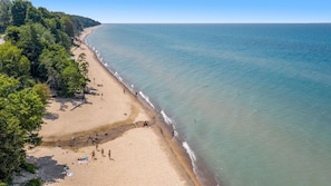 Beautiful Pier Cove Beach on Lake Michigan