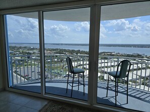 Private balcony with oceanfront and intercoastal views.