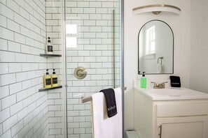 Rainfall shower head and makeup rags