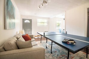 Easily fold away the ping pong table for a larger living space