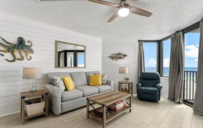 Access to the balcony with blackout curtains for convenience.