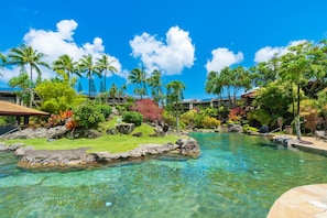 Hanalei Bay Resort's lagoon swimming pool is one of the nicest in Kaua'i