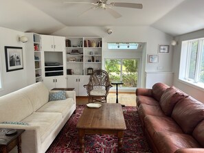living room with queen sleeper sofa