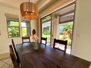 Dining table and sliding door to lanai