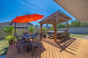 Back Porch, Pergola, Hot Tub, and seating areas