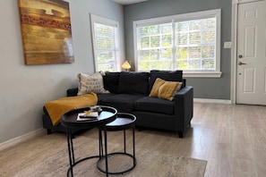 Cozy couch to gather around for the game or a great show