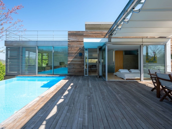 Swimming Pool, Composite Material, Outdoor Furniture, Deck, Leisure, Resort, Eco Hotel, Shade, Design, Hardwood