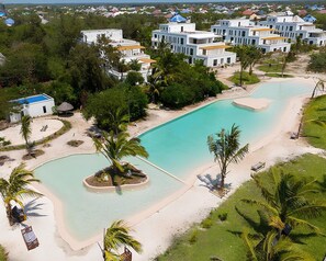 Aerial view of 'The Sou'l property - leading residential resort in Paje