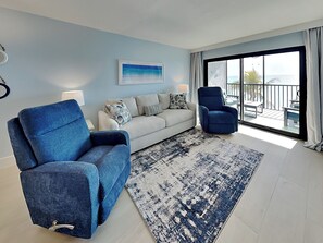 Living Room with Gulf Views and Private Balcony Access