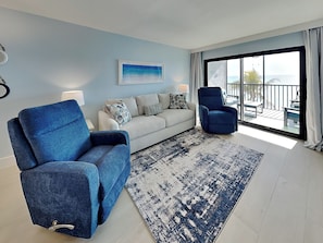 Living Room with Gulf Views and Private Balcony Access