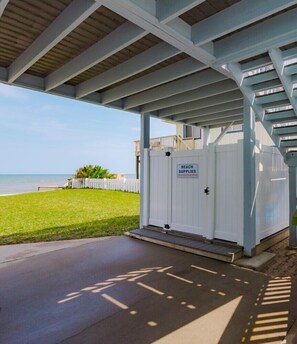 Storage with beach chairs and accessories