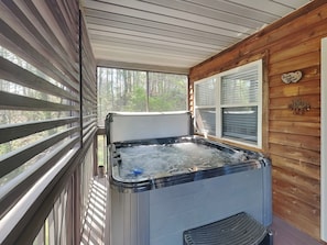 Hot Tub located off the Primary Bedroom