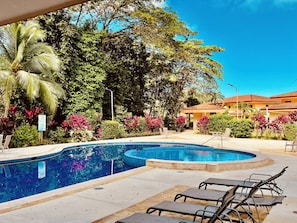 Community swimming pool with child's pool.