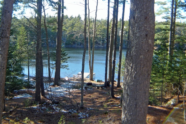 Appalachee Getaway view and dock overlooking pond