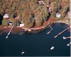 Fall aerial view of cottage