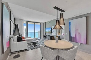 Living room with a beautiful ocean view