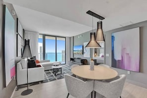 Living room with a beautiful ocean view