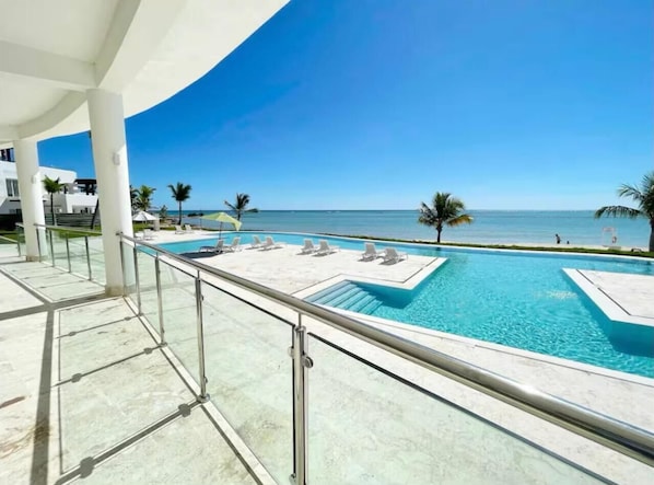 One of the two pools at condominium