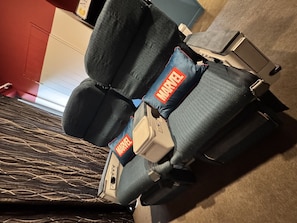 Air New Zealand plane seats in the Games Room. Ever played PS5 on these?!