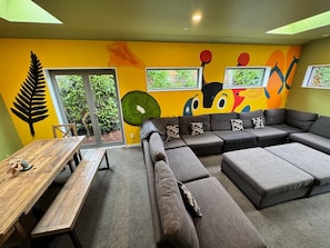 Lounge area with our Kiwiana handpainted Mural