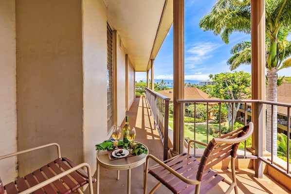 Shared lanai space.