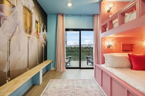 Diamonds Are Forever Upstairs bunk bed room with patio