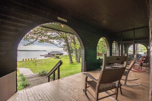 Our large covered porch is perfect for morning coffee or evening laughter.