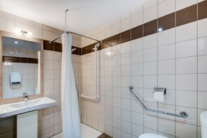 Get ready for your day in the lovely bathroom.