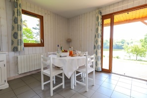 Enjoy a tasty meal at the dining table.