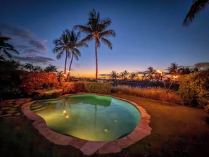 Sunset by the pool