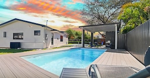 Relax in our serene pool area, with plenty of space to lounge and enjoy the sun