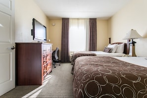 Relax on the comfy bed after a day outside.