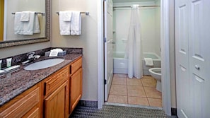 Bright bathrooms are refreshing after a day of adventure.