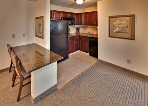 Tuck into a great snack you’ve prepared in your kitchenette.