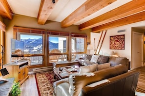 Sit back and relax in the cozy living area after a day outside.