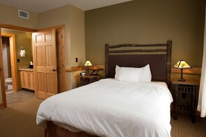 The master bedroom sleeps 2 and may feature a double bed - bedding configurations vary, please specify preferences upon booking