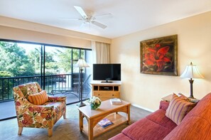 Find peace and relaxation with your close friends and family in this stunning living room featuring natural decor.