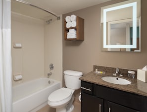 Bright bathrooms are refreshing after a day of adventure.