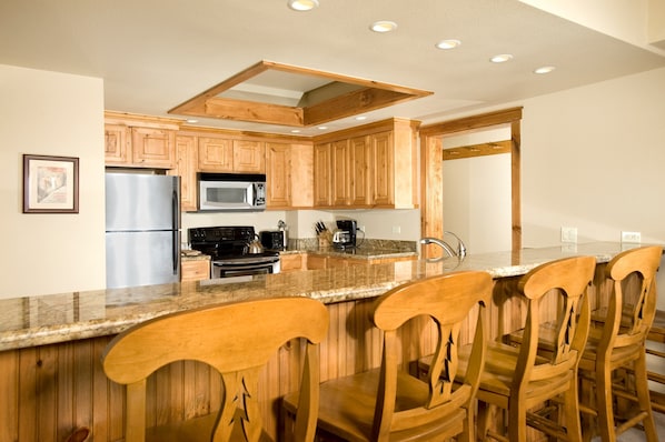 You can cook anything in the fully-equipped kitchen