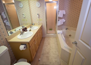 Get ready for your day in the lovely bathroom.