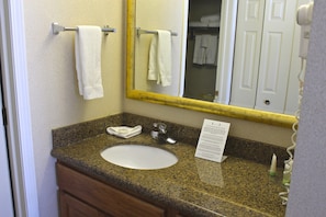 Get ready for your day in the lovely bathroom.
