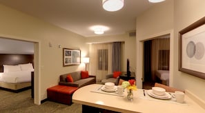 Kick back your feet and relax in the cozy living area.