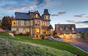 Exterior: with or without snow, the Victorian is distinct and eye-catching