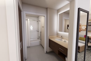Bright bathrooms are refreshing after a day of adventure.