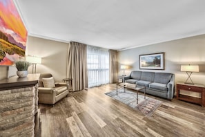 A warm and inviting living space with stylish decor, soft lighting, and a cozy ambiance—perfect for relaxation after a day of adventure.