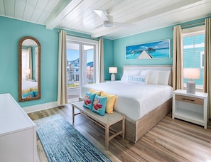 The primary bedroom provides a relaxing retreat. With plenty of privacy, a shower and a soaking tub, and a private balcony with gulf views, you’ll never want to leave!
