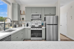Luxury stainless steel appliances.