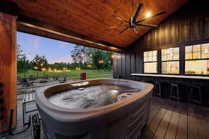 Relax in the hot tub and take advantage of our outdoor countertop space! Great for setting out snacks & bevs for your crew!