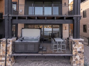 Hot tub and outside patio furniture | Exterior